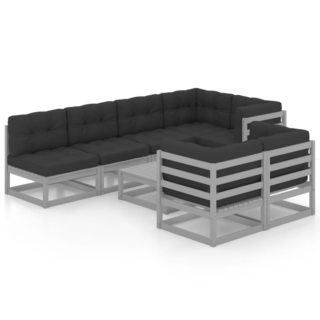 Set mobilier de grădină cu perne, 8 piese, lemn masiv de pin GartenMobel Dekor
