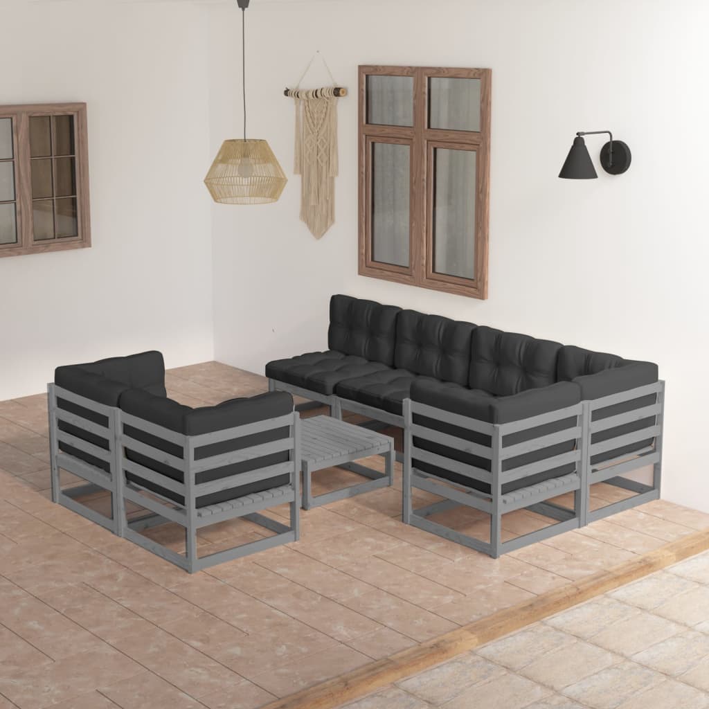 Set mobilier de grădină cu perne, 8 piese, lemn masiv de pin GartenMobel Dekor