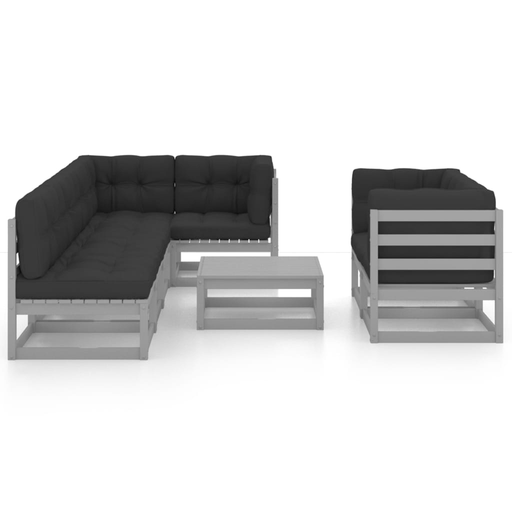 Set mobilier de grădină cu perne, 8 piese, lemn masiv de pin GartenMobel Dekor