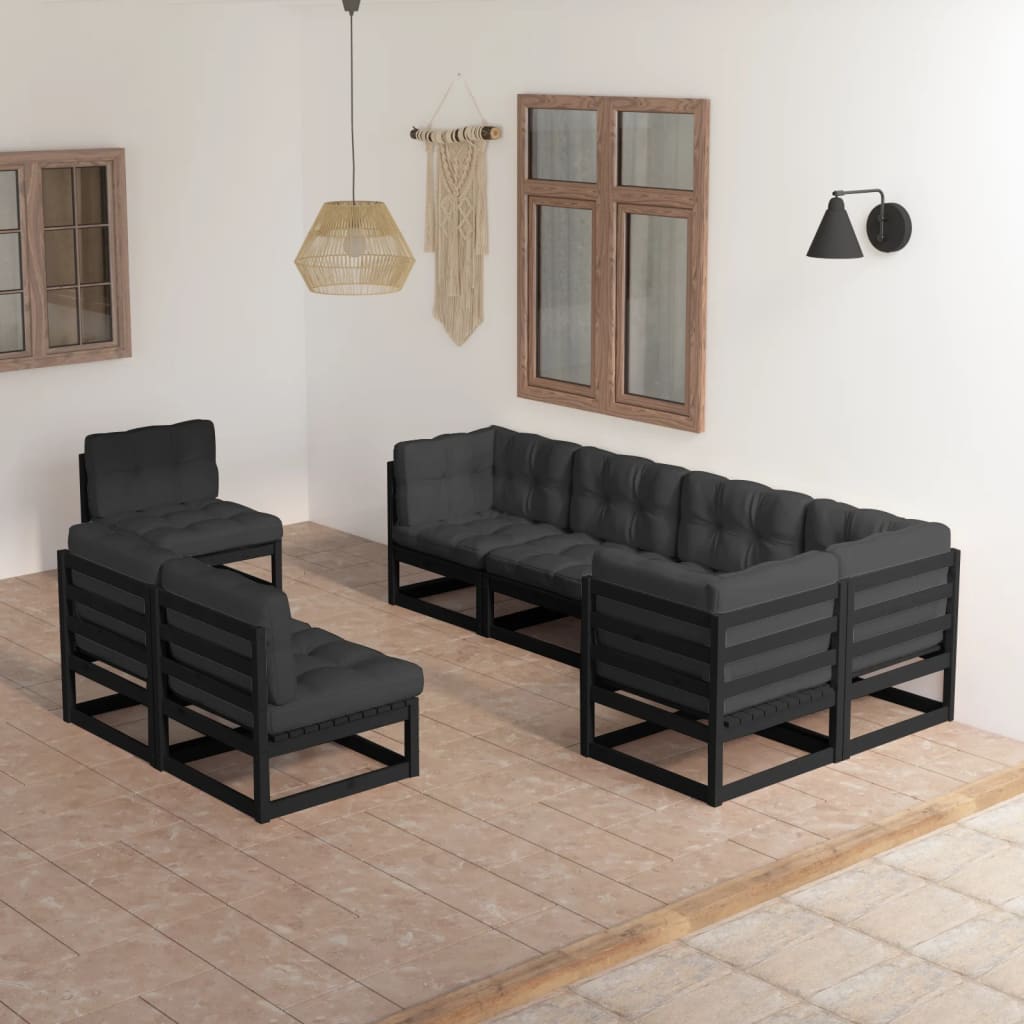 Set mobilier de grădină cu perne, 8 piese, lemn masiv de pin GartenMobel Dekor