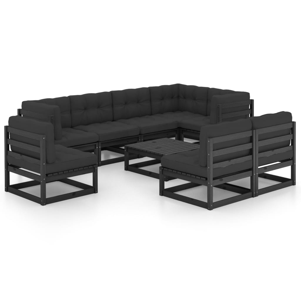 Set mobilier de grădină cu perne, 9 piese, lemn masiv de pin GartenMobel Dekor
