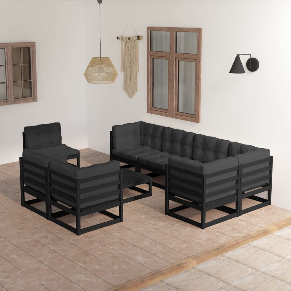 Set mobilier grădină cu perne, 9 piese, lemn masiv de pin GartenMobel Dekor