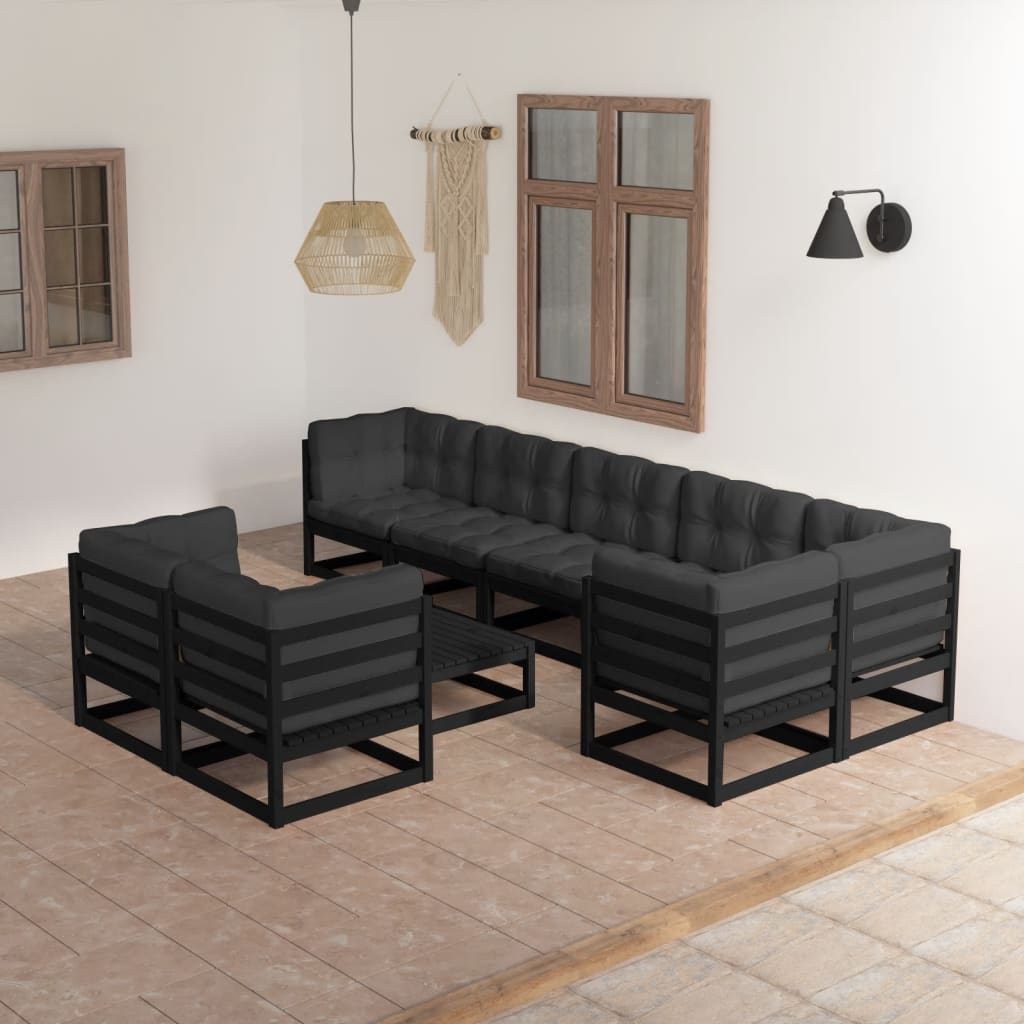 Set mobilier grădină cu perne, 9 piese, lemn masiv pin GartenMobel Dekor
