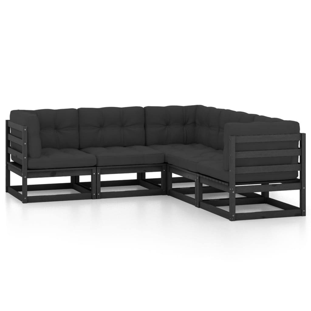 Set mobilier de grădină cu perne, 5 piese, lemn masiv de pin GartenMobel Dekor
