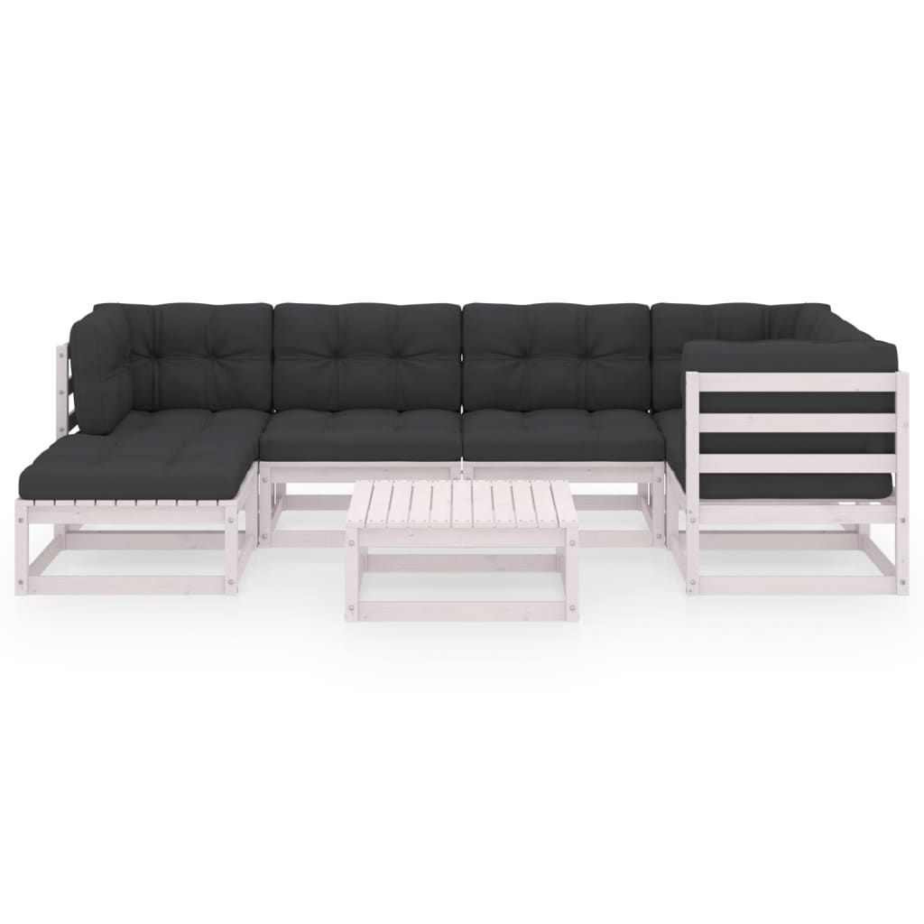 Set mobilier de grădină cu perne, 7 piese, lemn masiv de pin GartenMobel Dekor