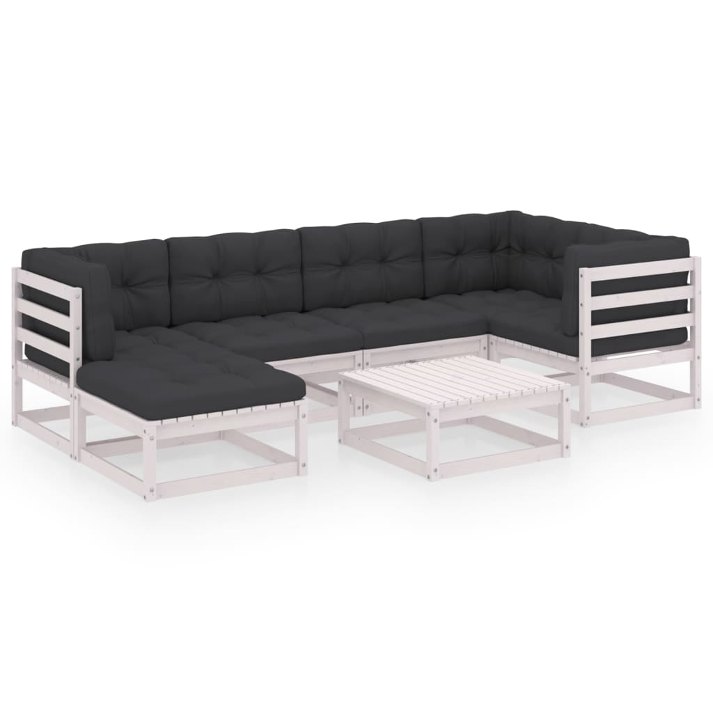 Set mobilier de grădină cu perne, 7 piese, lemn masiv de pin GartenMobel Dekor