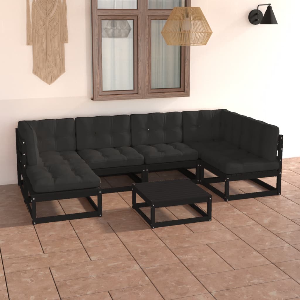 Set mobilier de grădină cu perne, 7 piese, lemn masiv de pin GartenMobel Dekor