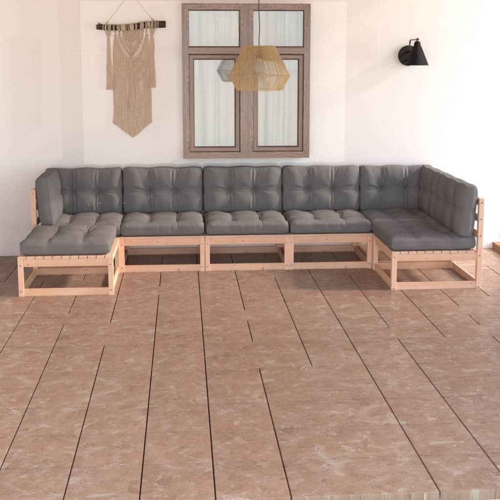 Set mobilier de grădină cu perne, 7 piese, lemn masiv de pin GartenMobel Dekor