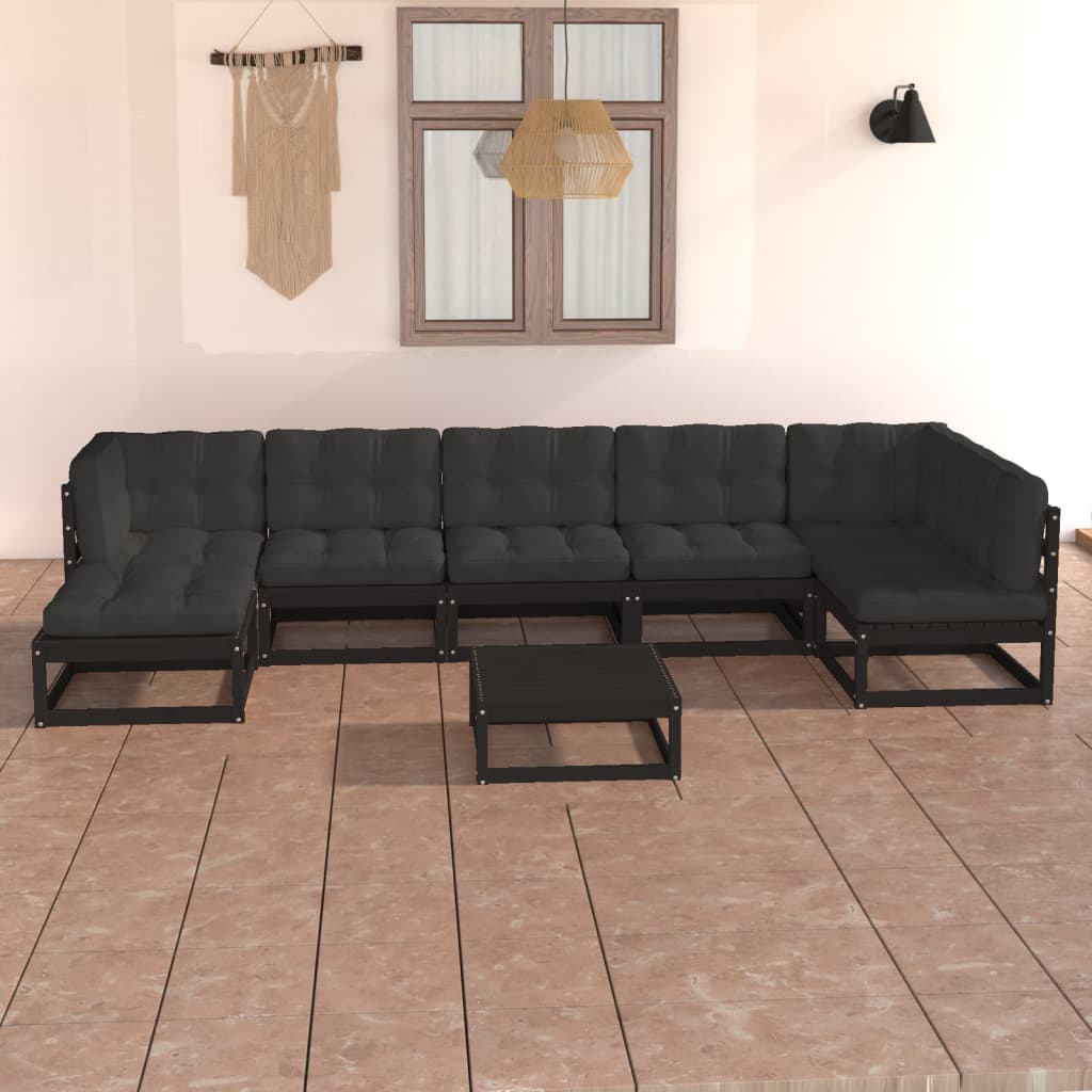 Set mobilier de grădină cu perne, 8 piese, lemn masiv pin GartenMobel Dekor