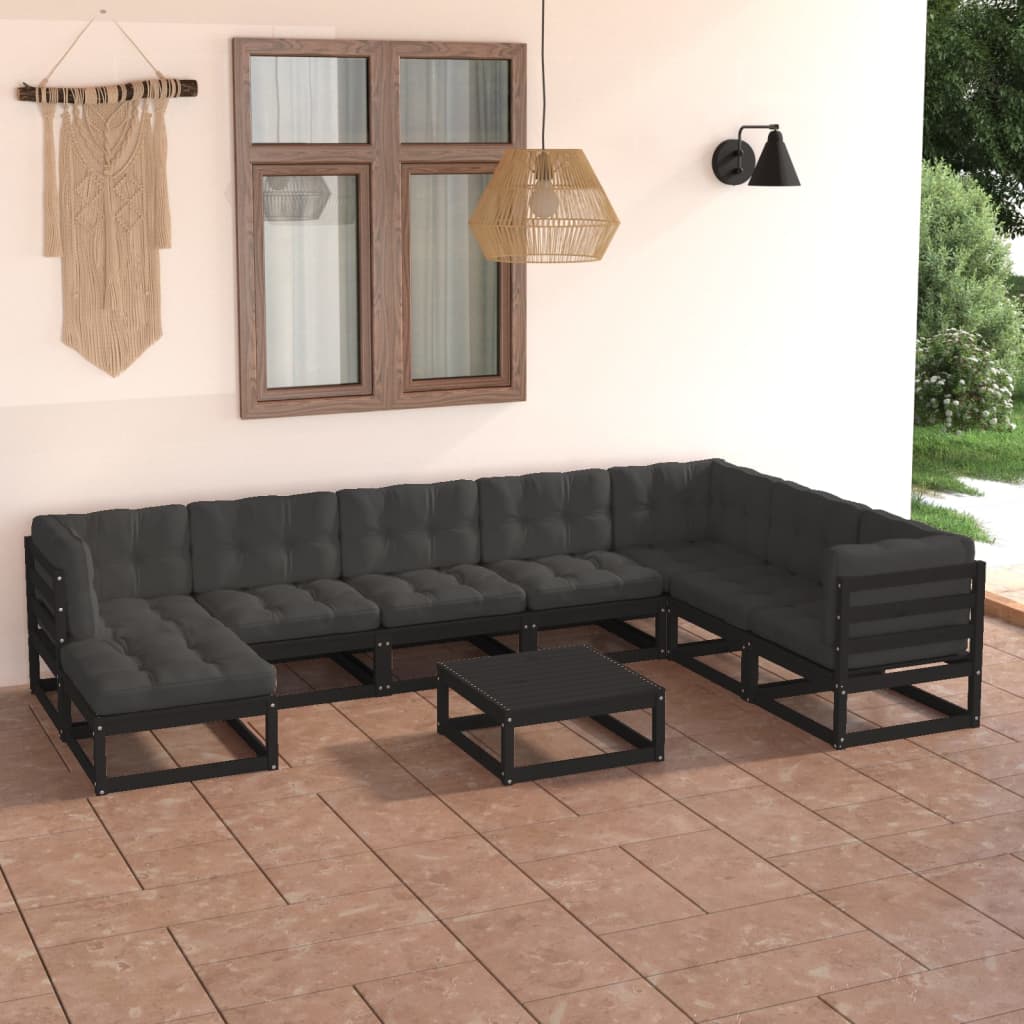 Set mobilier grădină cu perne, 9 piese, lemn masiv de pin GartenMobel Dekor