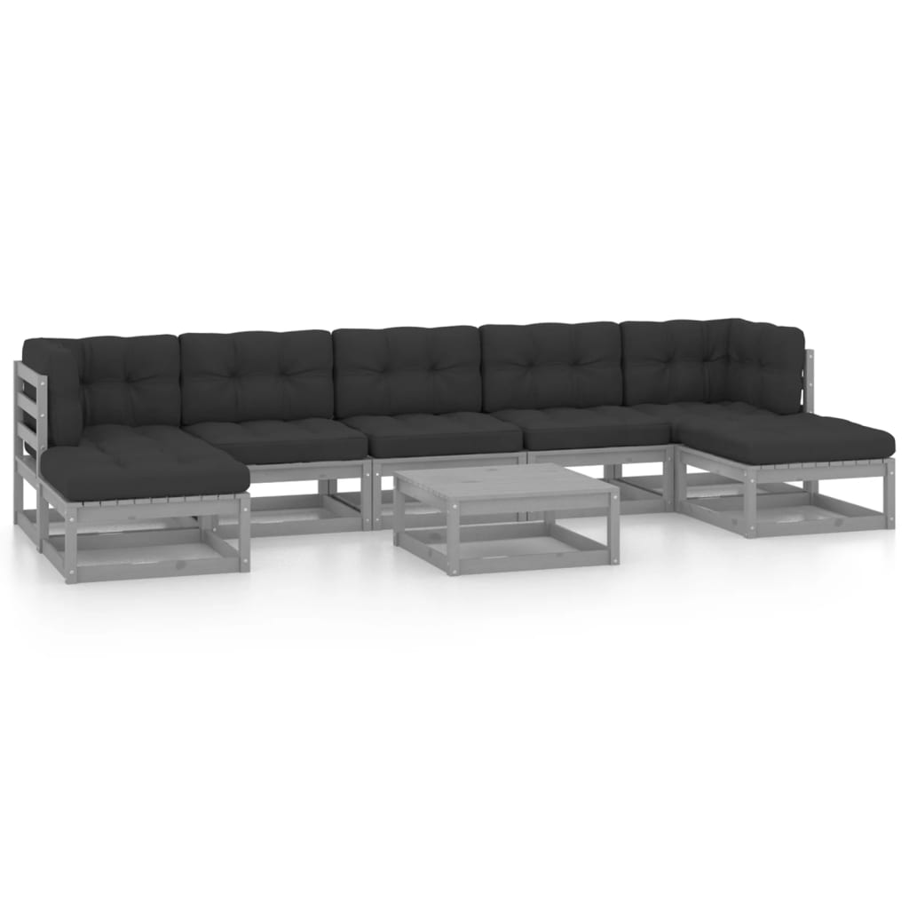 Set mobilier grădină cu perne, 8 piese, lemn masiv de pin GartenMobel Dekor