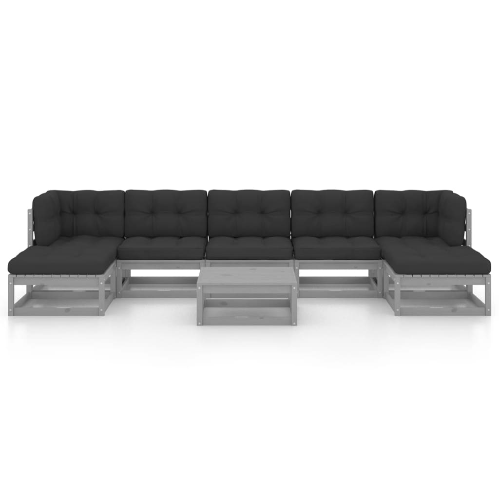 Set mobilier grădină cu perne, 8 piese, lemn masiv de pin GartenMobel Dekor