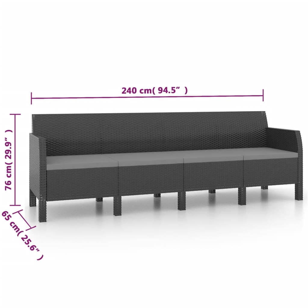 Set mobilier de grădină cu perne, 2 piese, antracit, PP ratan GartenMobel Dekor