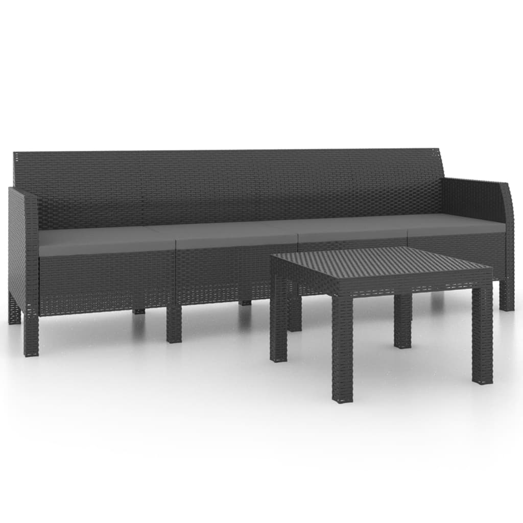 Set mobilier de grădină cu perne, 2 piese, antracit, PP ratan GartenMobel Dekor