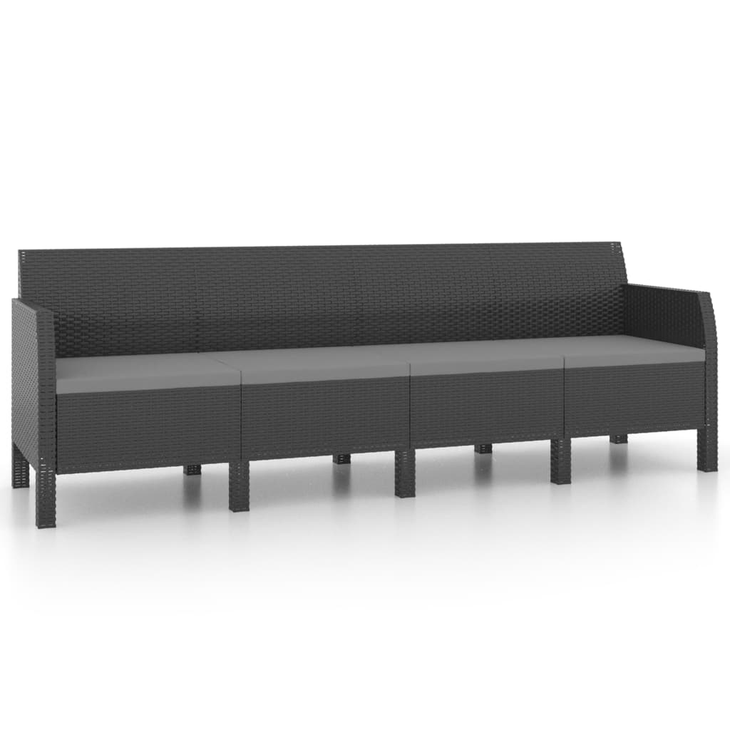 Set mobilier de grădină cu perne, 2 piese, antracit, PP ratan GartenMobel Dekor