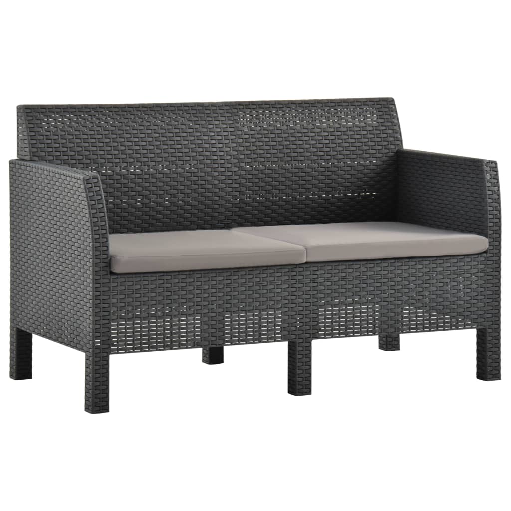 Set mobilier de grădină cu perne, 2 piese, antracit, PP ratan GartenMobel Dekor