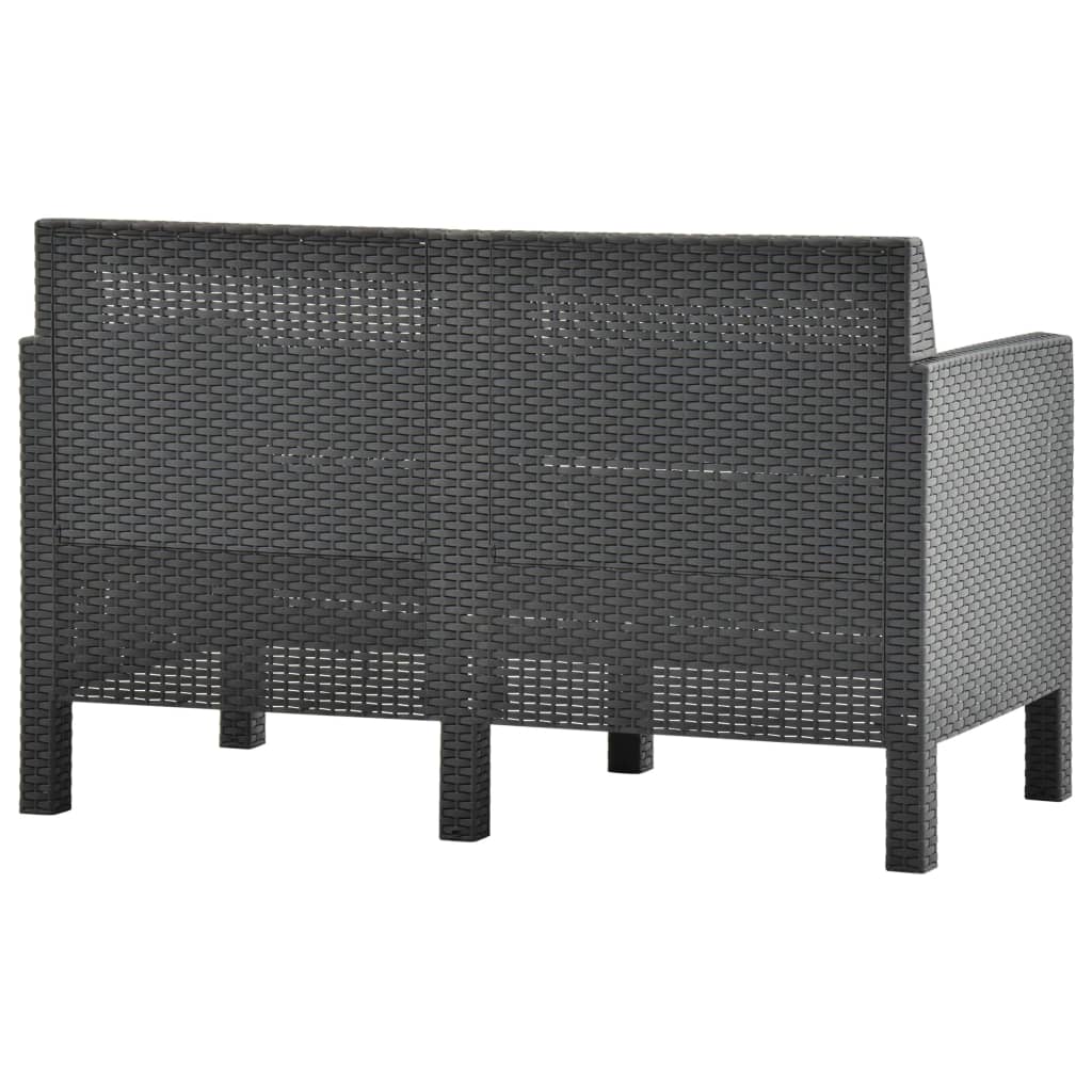 Set mobilier de grădină cu perne, 2 piese, antracit, PP ratan GartenMobel Dekor