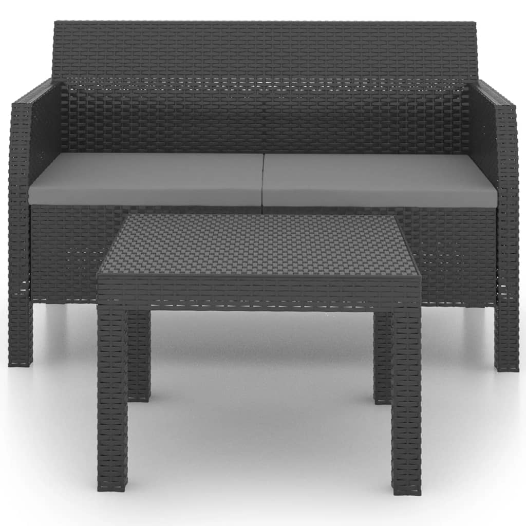 Set mobilier de grădină cu perne, 2 piese, antracit, PP ratan GartenMobel Dekor