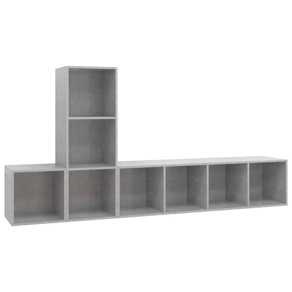 Set de dulapuri TV, 3 piese, gri beton, lemn prelucrat GartenMobel Dekor