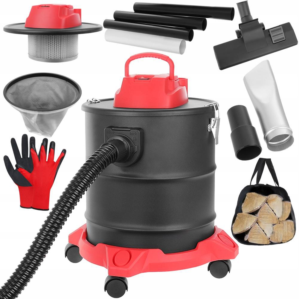 RESIGILAT - Set Curatare Semineu, Soba cu Aspirator Cenusa, Manusi si Geanta Textila de Lemne, Functie de Suflare si Aspirare, Putere 1600W, Rezervor 20L