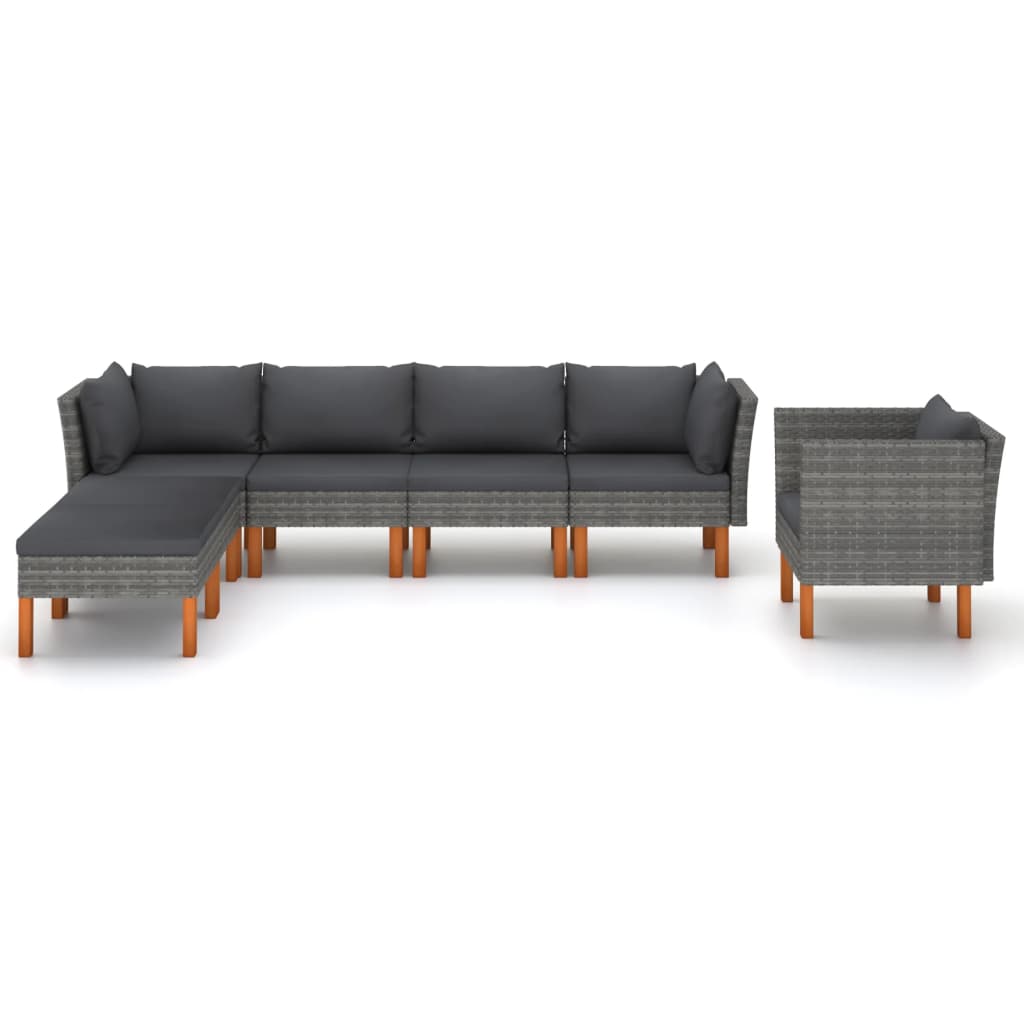 Set mobilier grădină, 7 piese, gri, poliratan și lemn eucalipt GartenMobel Dekor