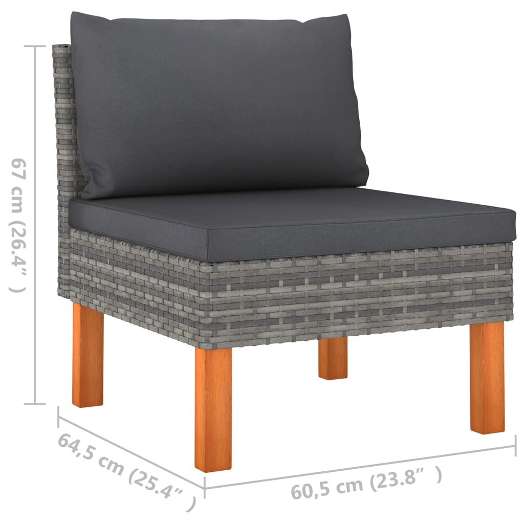Set mobilier grădină, 7 piese, gri, poliratan și lemn eucalipt GartenMobel Dekor