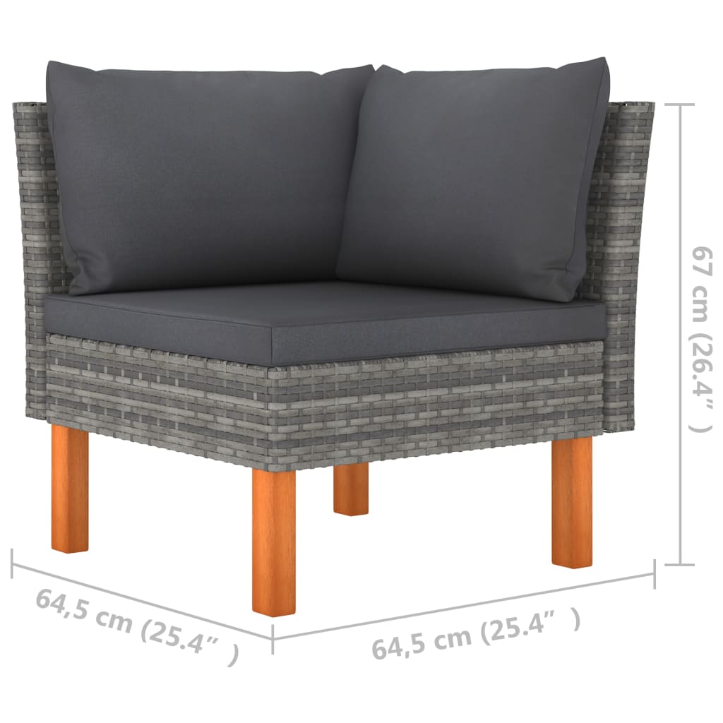 Set mobilier grădină, 7 piese, gri, poliratan și lemn eucalipt GartenMobel Dekor