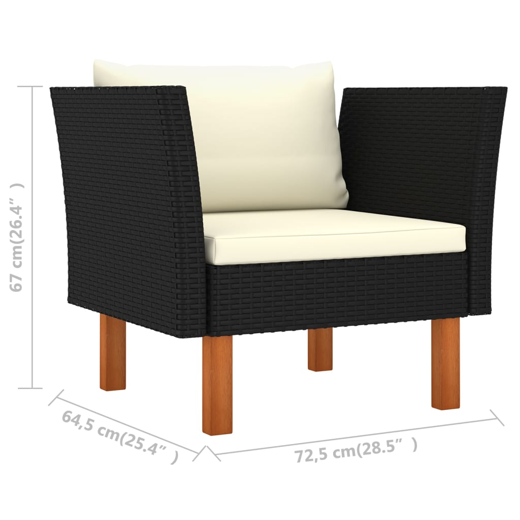 Set mobilier grădină, 7 piese, negru, poliratan/lemn eucalipt GartenMobel Dekor