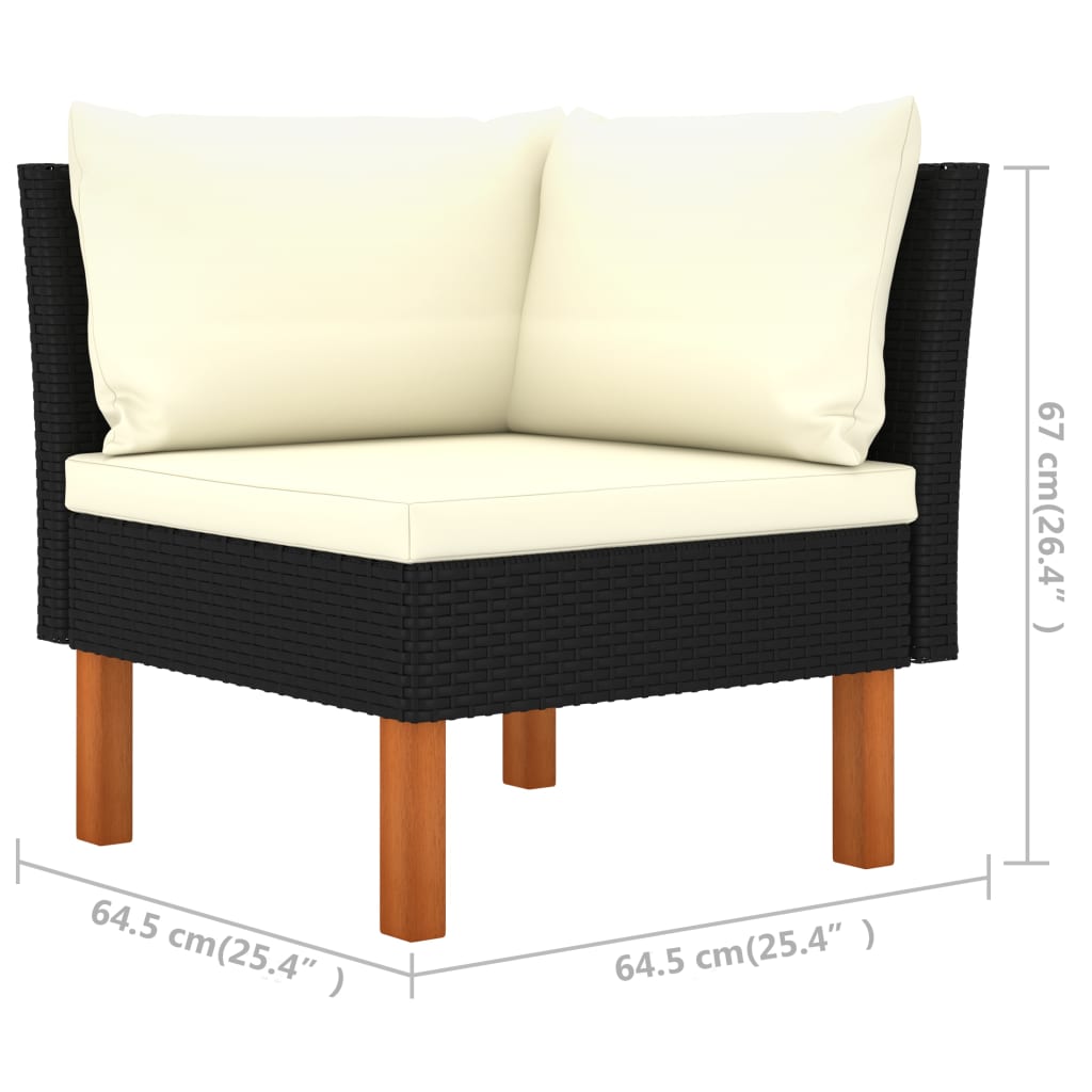 Set mobilier grădină, 7 piese, negru, poliratan/lemn eucalipt GartenMobel Dekor