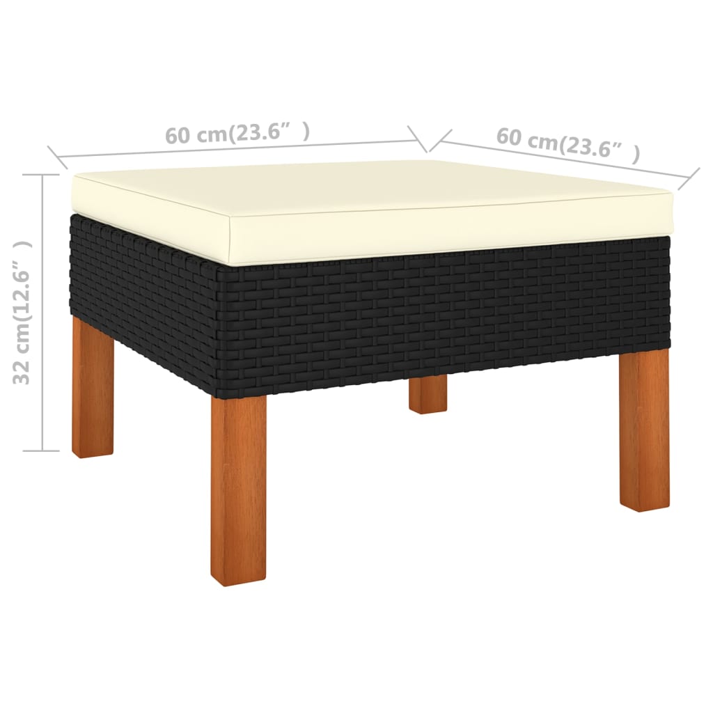 Set mobilier grădină, 7 piese, negru, poliratan/lemn eucalipt GartenMobel Dekor