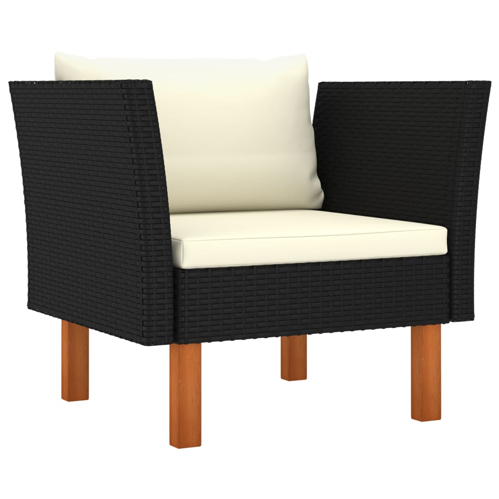 Set mobilier grădină, 9 piese, negru poliratan și lemn eucalipt GartenMobel Dekor