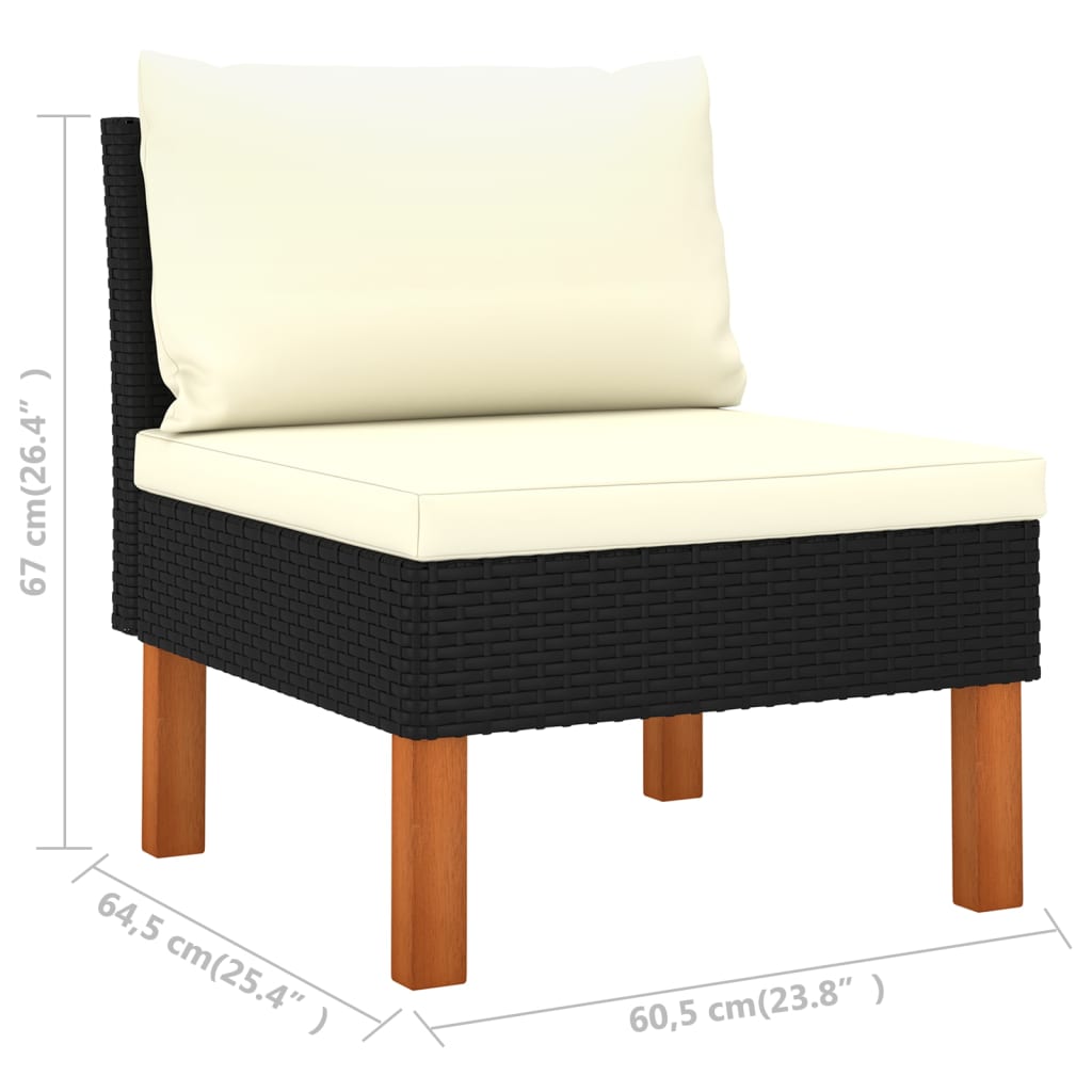 Set mobilier grădină, 9 piese, negru poliratan și lemn eucalipt GartenMobel Dekor
