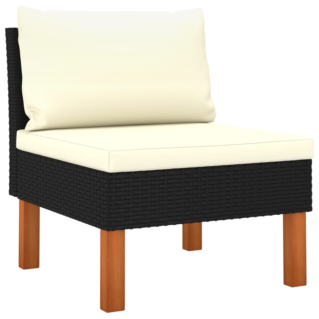 Set mobilier grădină, 9 piese, negru poliratan și lemn eucalipt GartenMobel Dekor