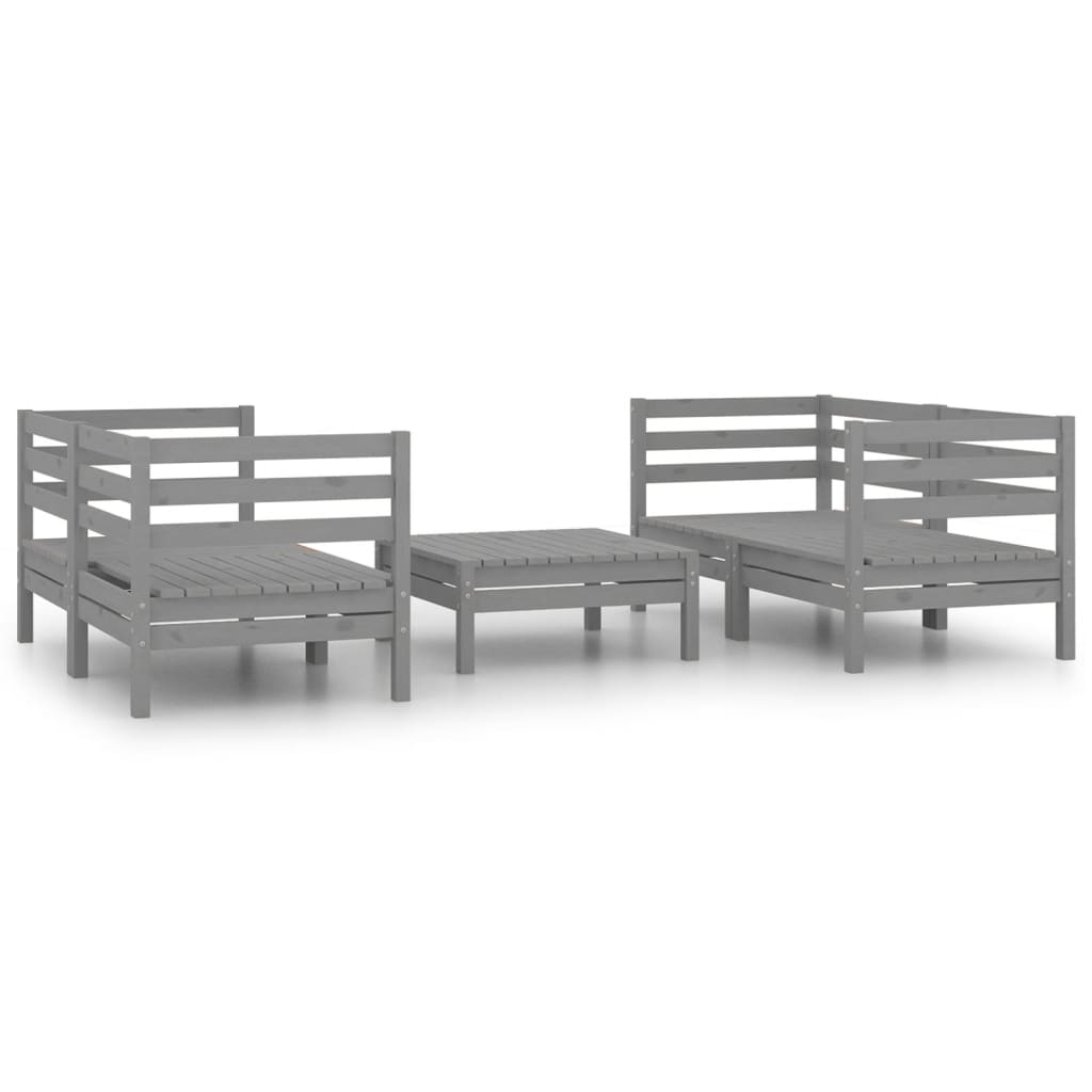 Set mobilier de grădină, 5 piese, gri, lemn masiv de pin GartenMobel Dekor