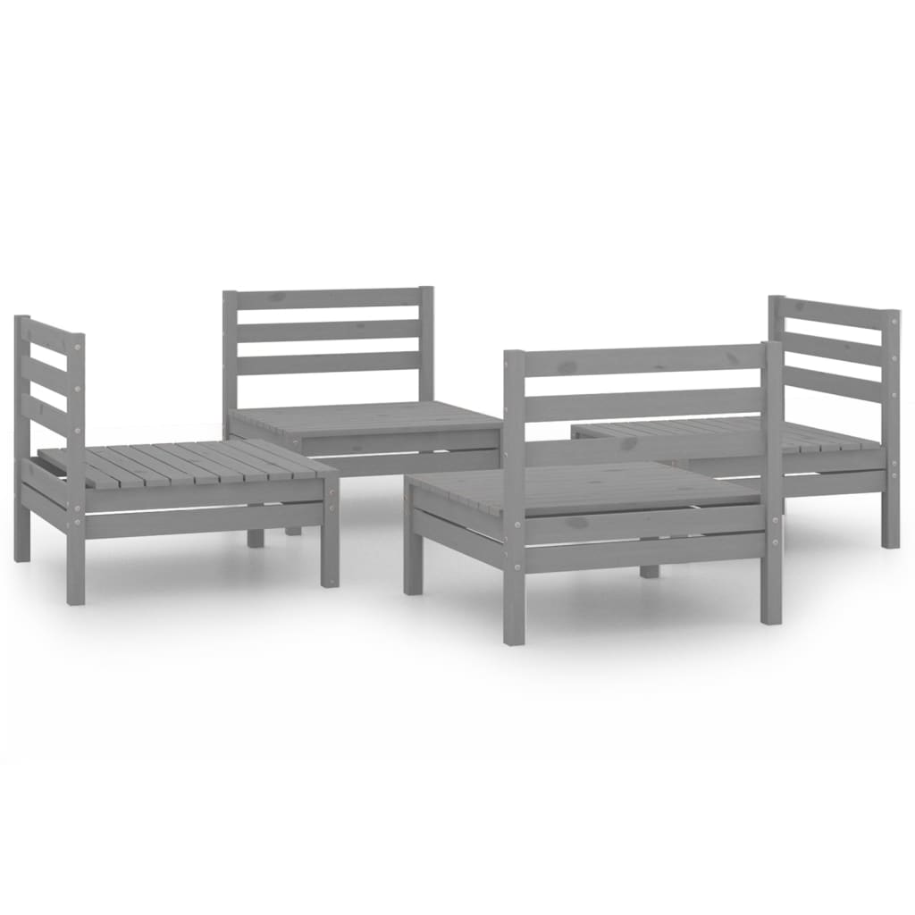 Set mobilier de grădină, 4 piese, gri, lemn masiv de pin GartenMobel Dekor