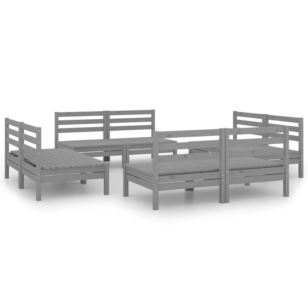 Set mobilier de grădină, 8 piese, gri, lemn masiv de pin GartenMobel Dekor