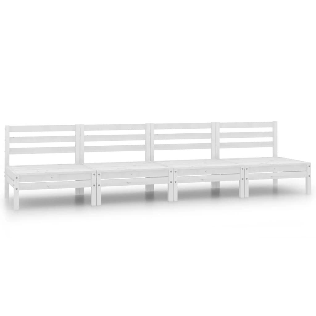Set mobilier de grădină, 4 piese, alb, lemn masiv de pin GartenMobel Dekor