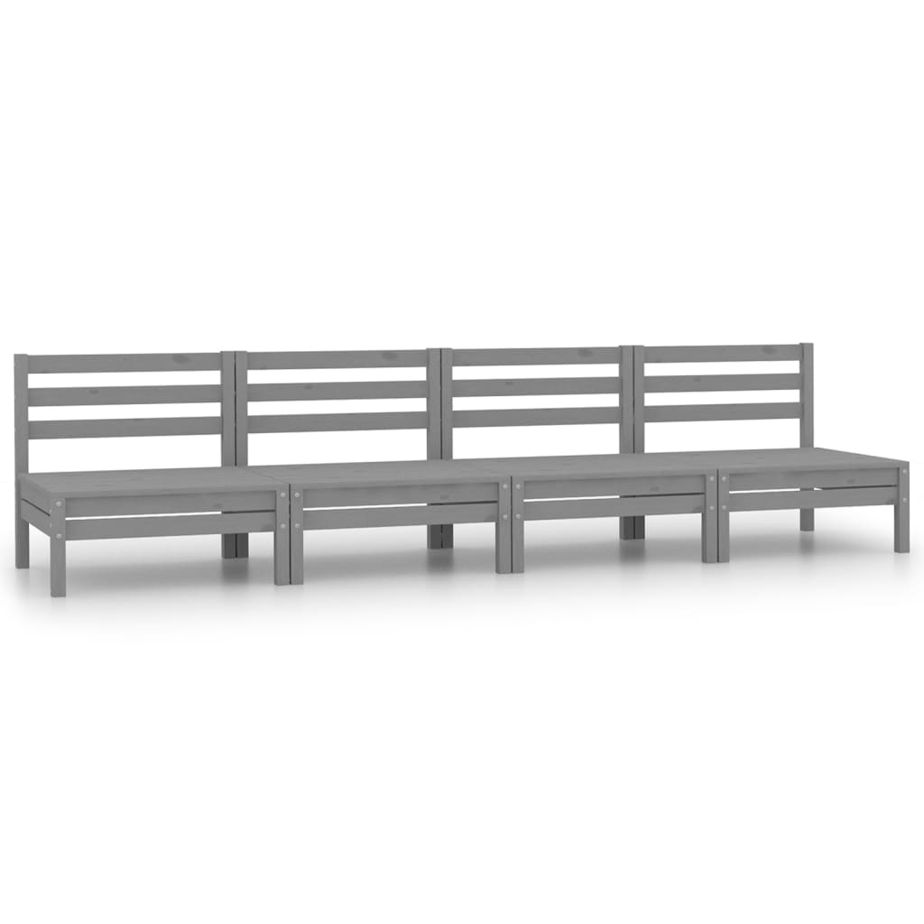 Set mobilier de grădină, 4 piese, gri, lemn masiv de pin GartenMobel Dekor