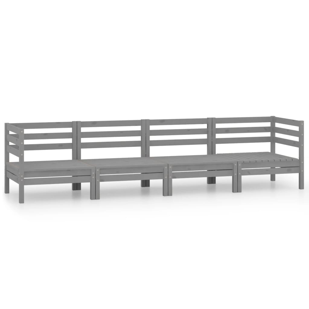 Set mobilier de grădină, 4 piese, gri, lemn masiv de pin GartenMobel Dekor
