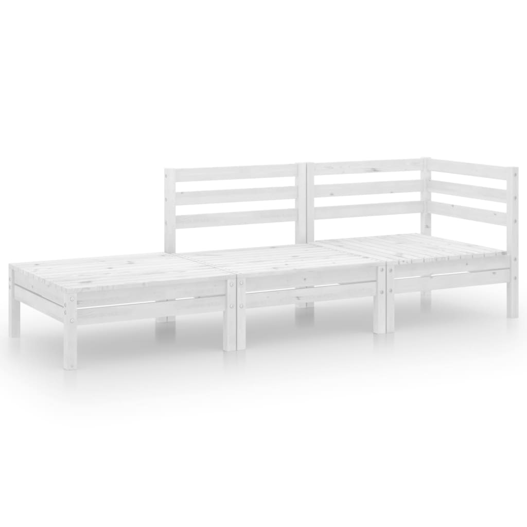Set mobilier de grădină, 3 piese, alb, lemn masiv de pin GartenMobel Dekor