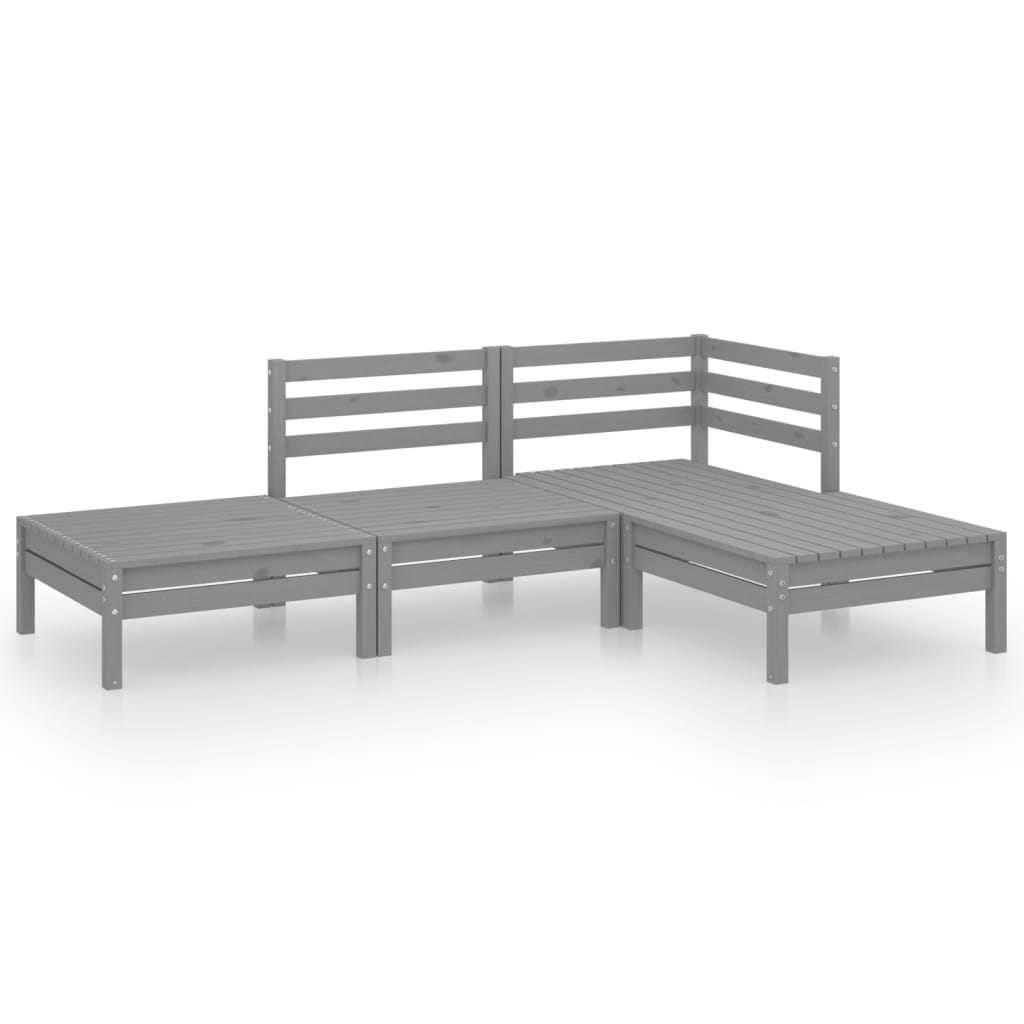 Set mobilier de grădină, 4 piese, gri, lemn masiv de pin GartenMobel Dekor
