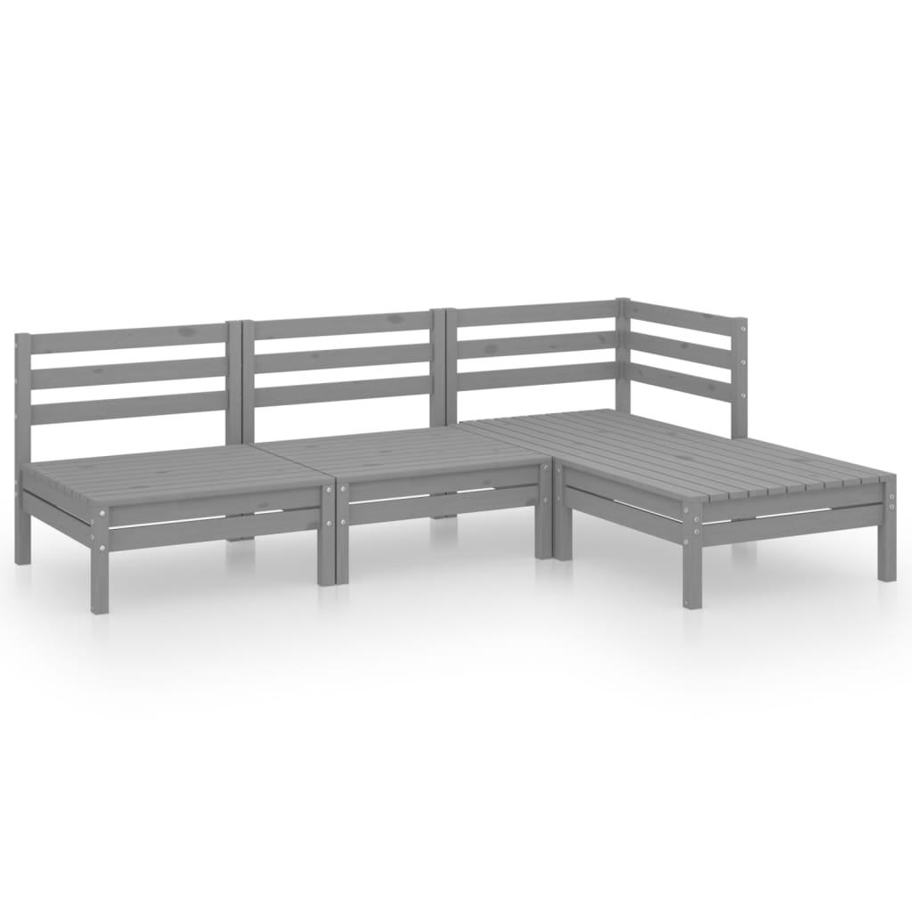 Set mobilier de grădină, 4 piese, gri, lemn masiv de pin GartenMobel Dekor
