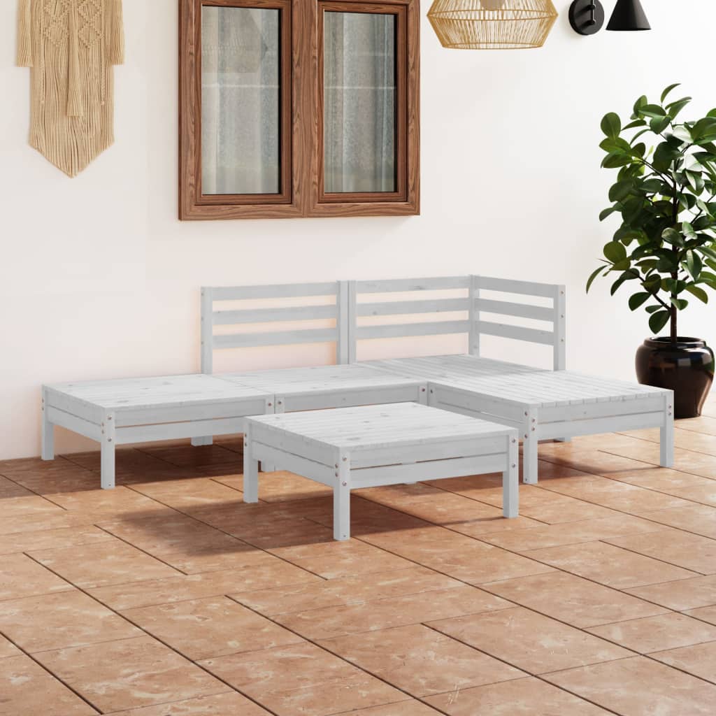 Set mobilier de grădină, 5 piese, alb, lemn masiv de pin GartenMobel Dekor
