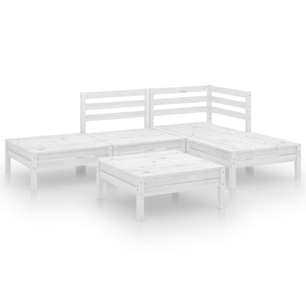 Set mobilier de grădină, 5 piese, alb, lemn masiv de pin GartenMobel Dekor
