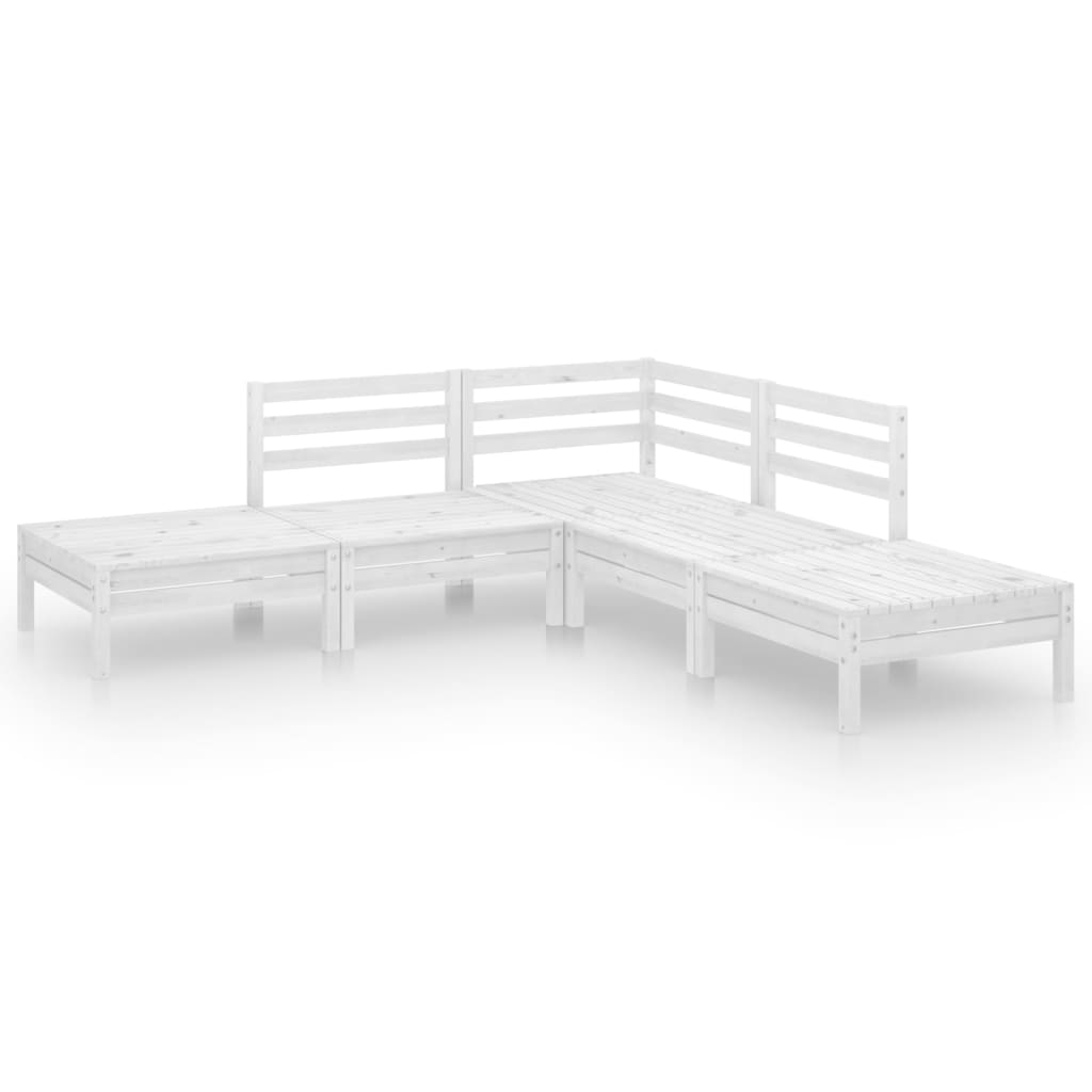 Set mobilier de grădină, 5 piese, alb, lemn masiv de pin GartenMobel Dekor