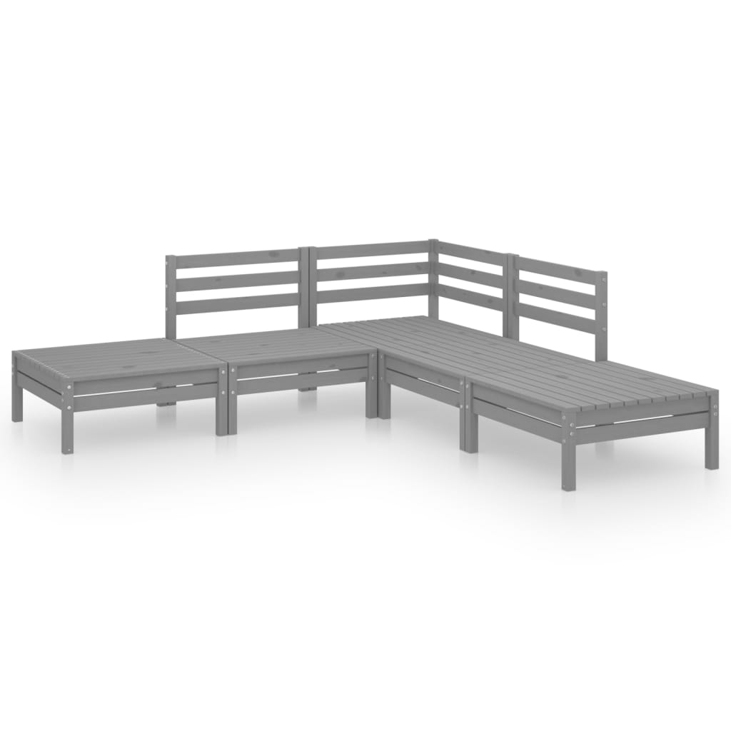 Set mobilier de grădină, 5 piese, gri, lemn masiv de pin GartenMobel Dekor