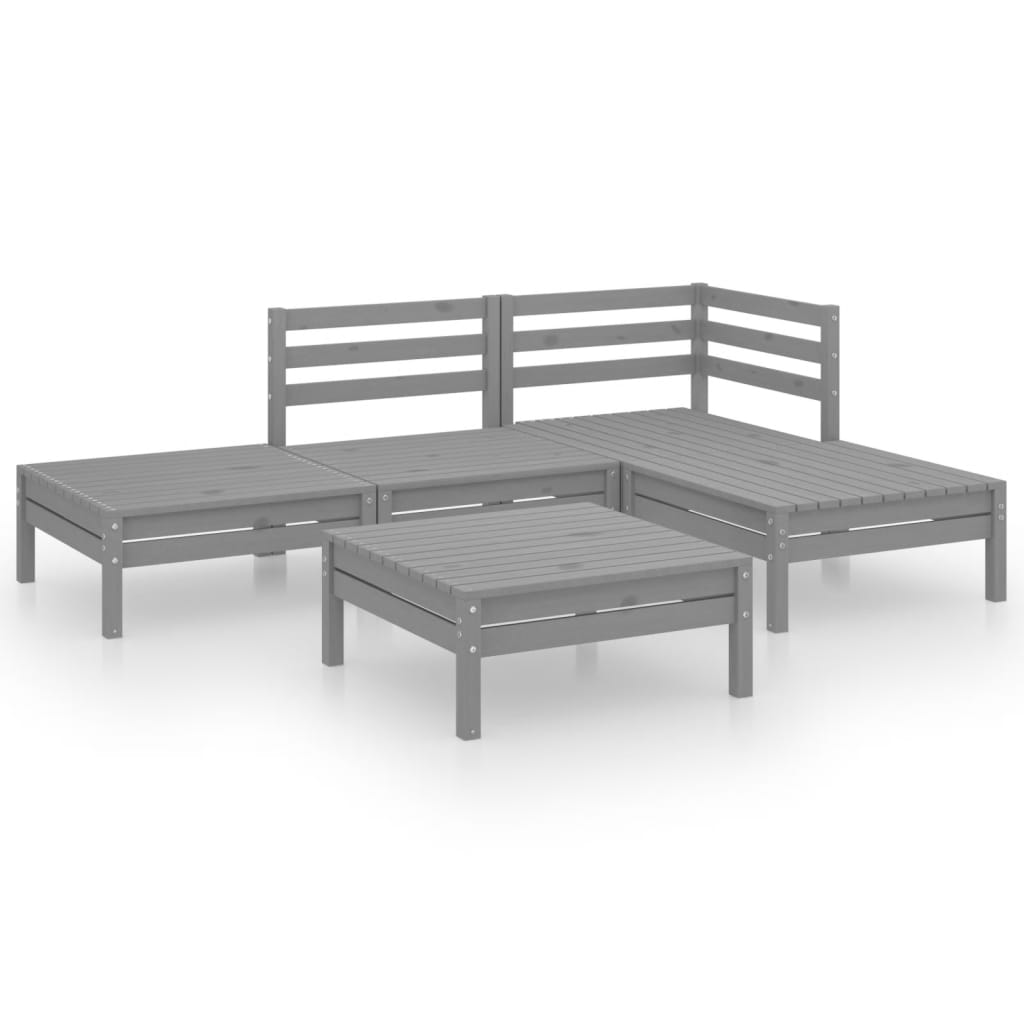 Set mobilier de grădină, 5 piese, gri, lemn masiv de pin GartenMobel Dekor