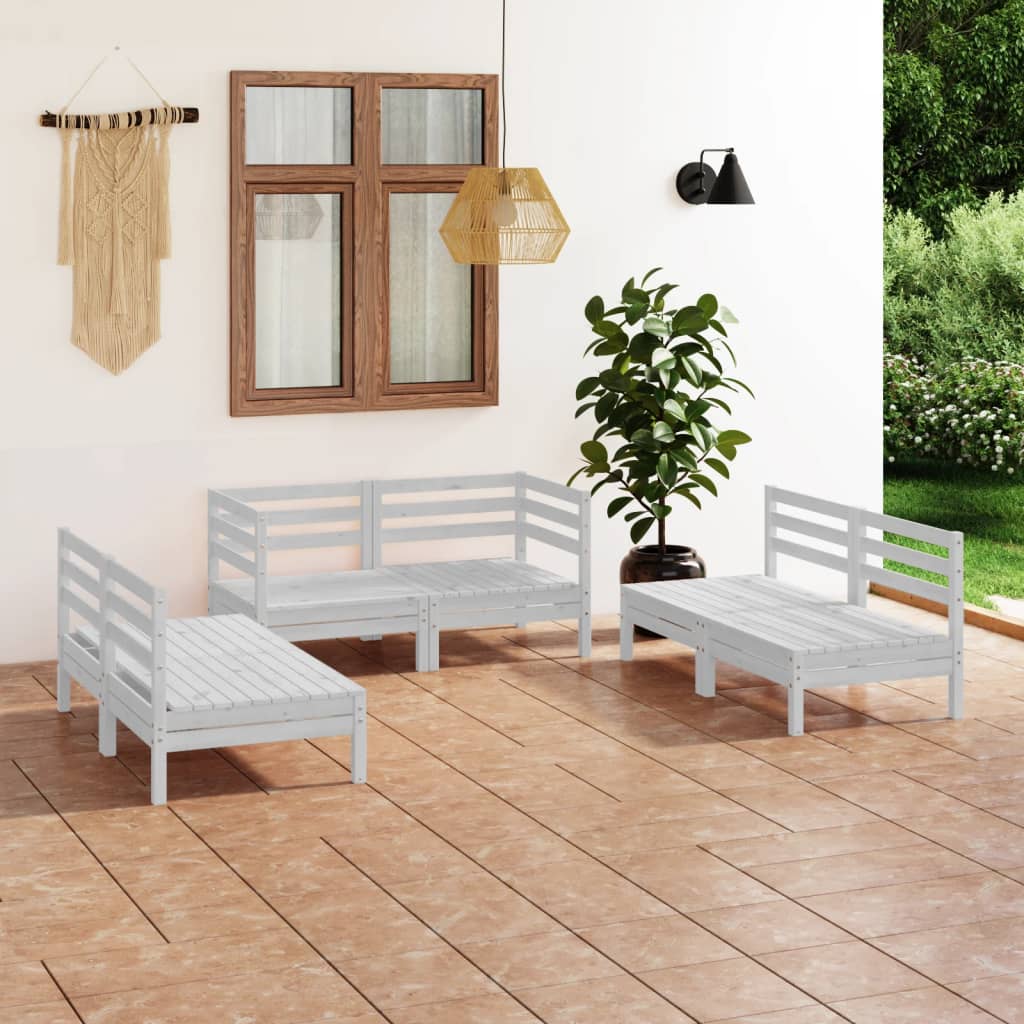 Set mobilier de grădină, 6 piese, alb, lemn masiv de pin GartenMobel Dekor
