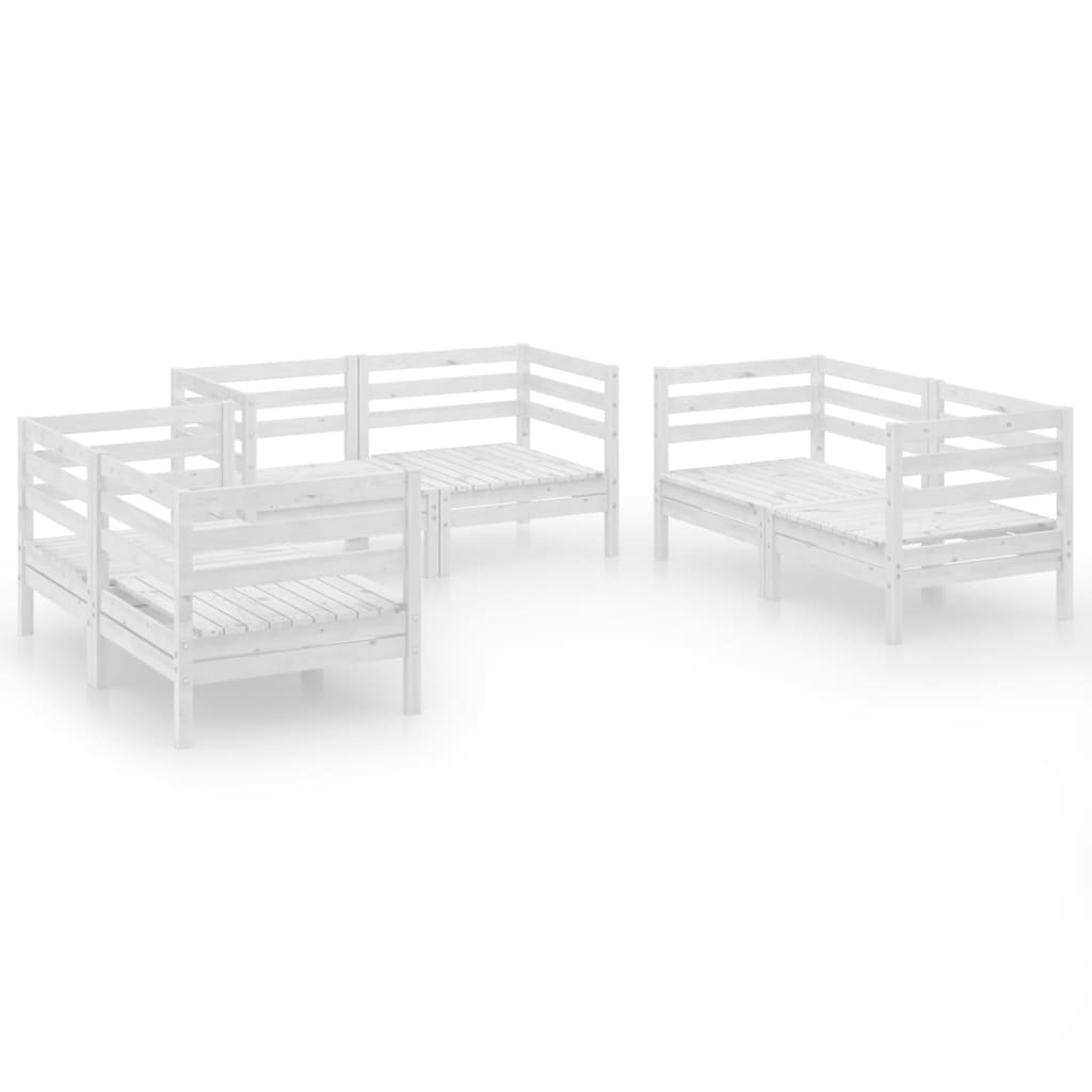 Set mobilier de grădină, 6 piese, alb, lemn masiv de pin GartenMobel Dekor