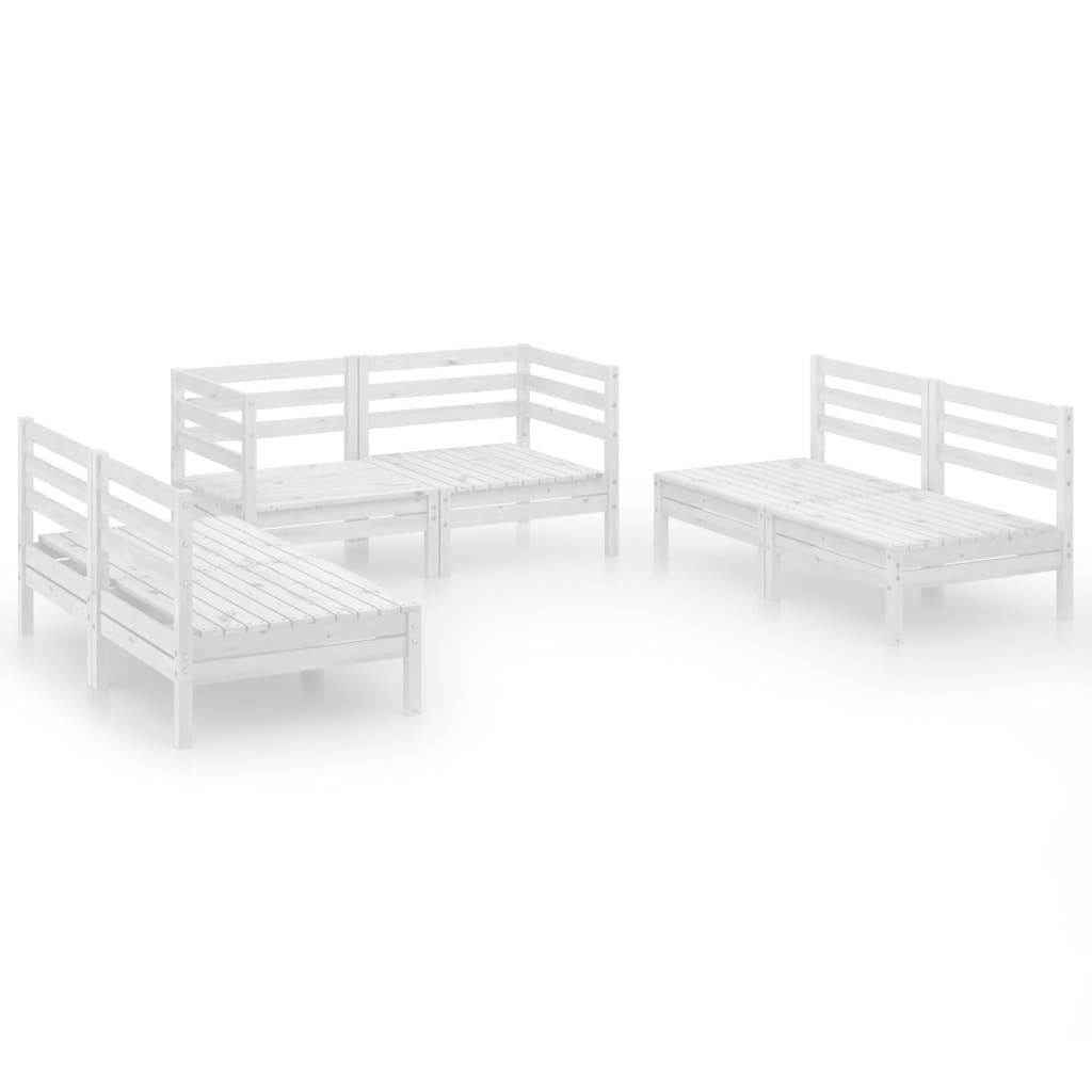 Set mobilier de grădină, 6 piese, alb, lemn masiv de pin GartenMobel Dekor